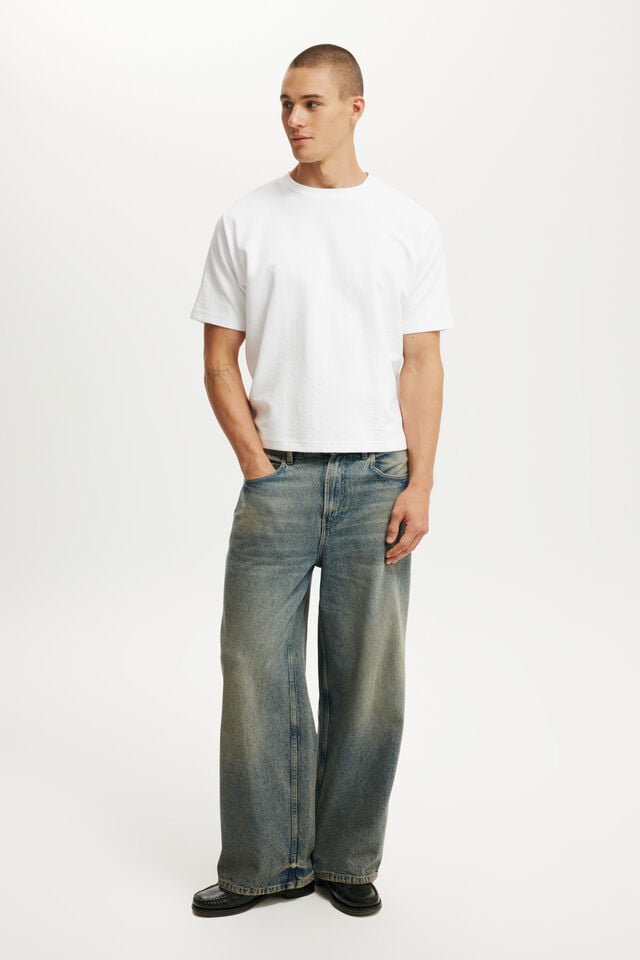 Cotton On Cropped Fit Textured T-Shirt White Texture