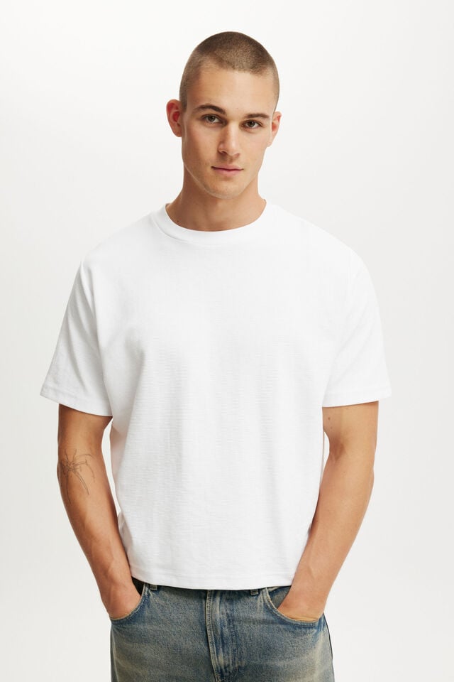 cotton on Cropped Fit Textured T-Shirt white texture