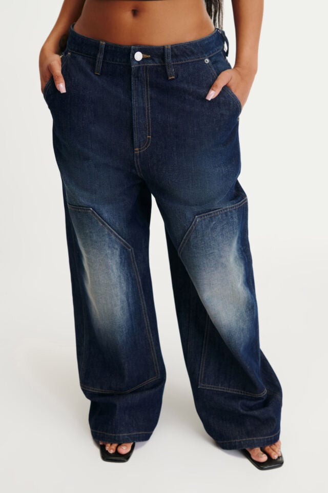 Cotton On Curvy Boyfriend Super Baggy Jean Carpenter Star Blue