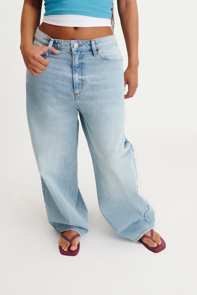 Cotton On Curvy Boyfriend Super Baggy Jean Olsen Blue