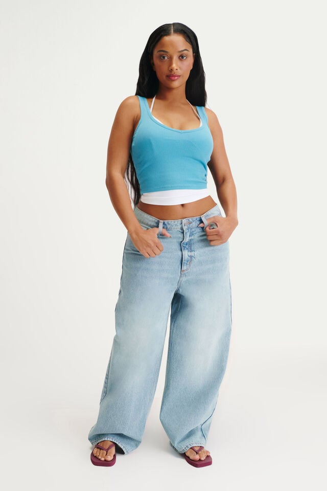 cotton on Curvy Boyfriend Super Baggy Jean olsen blue