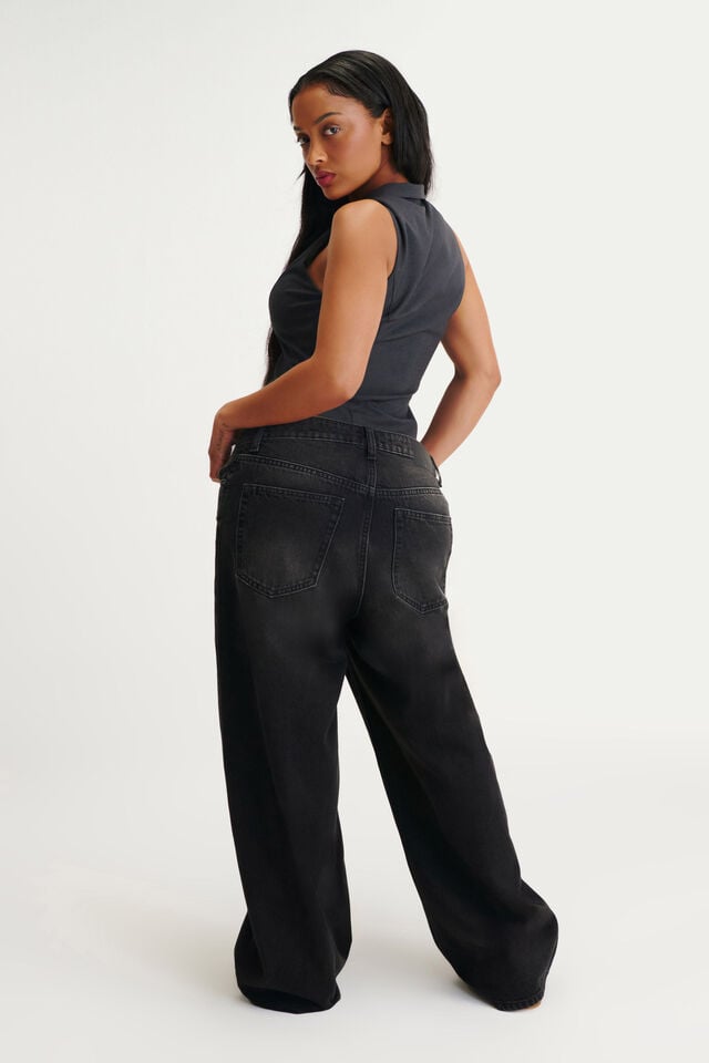 Cotton On Curvy Boyfriend Super Baggy Jean Y2k Washed Black
