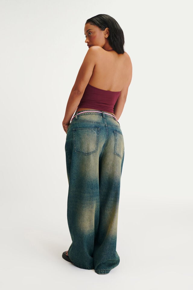 Cotton On Curvy Boyfriend Super Baggy Jean Y2k Washed Blue