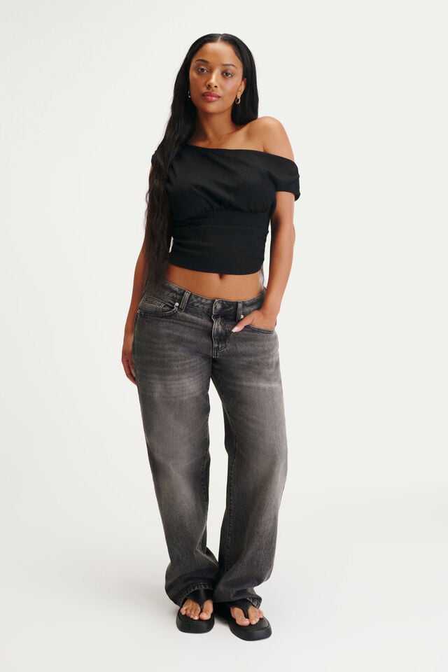 cotton on Curvy Low Rise Straight Jean domino black