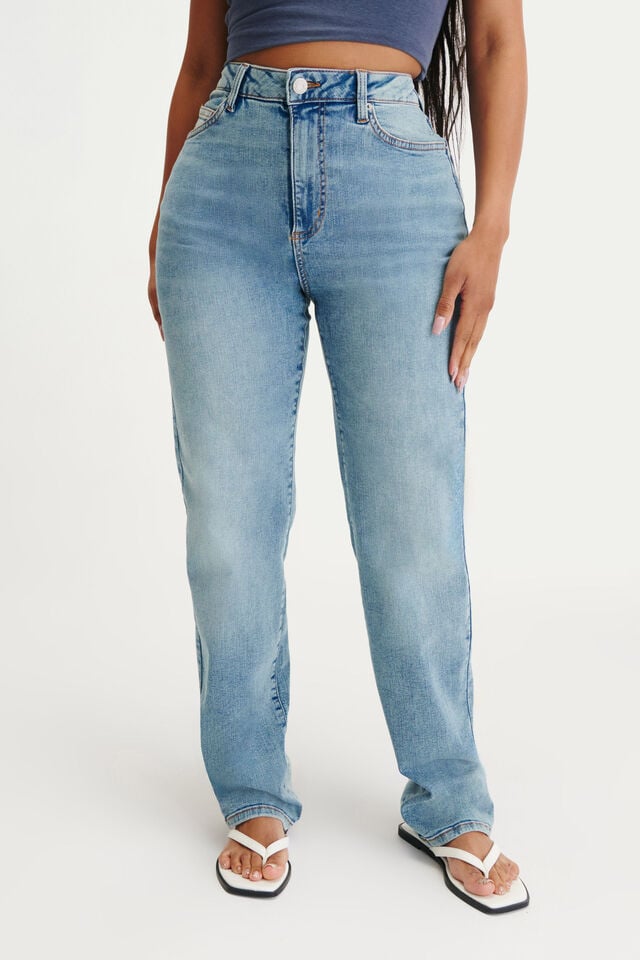 Cotton On Curvy Stretch Straight Jean Cassette Blue