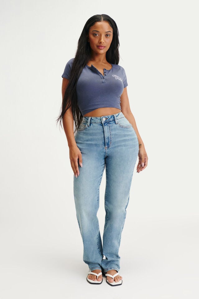 cotton on Curvy Stretch Straight Jean cassette blue