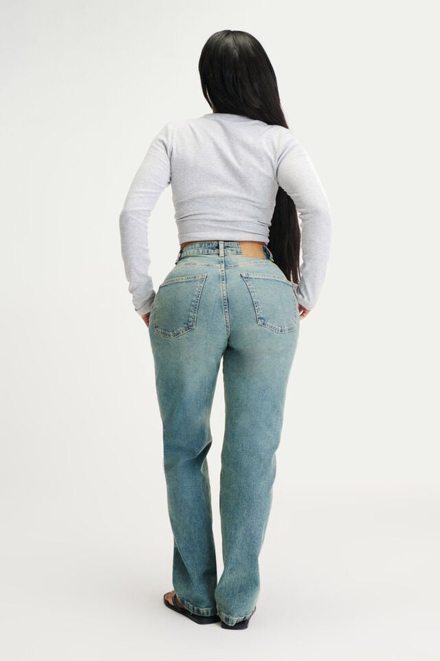 Cotton On Curvy Stretch Straight Jean Highway Blue Rip