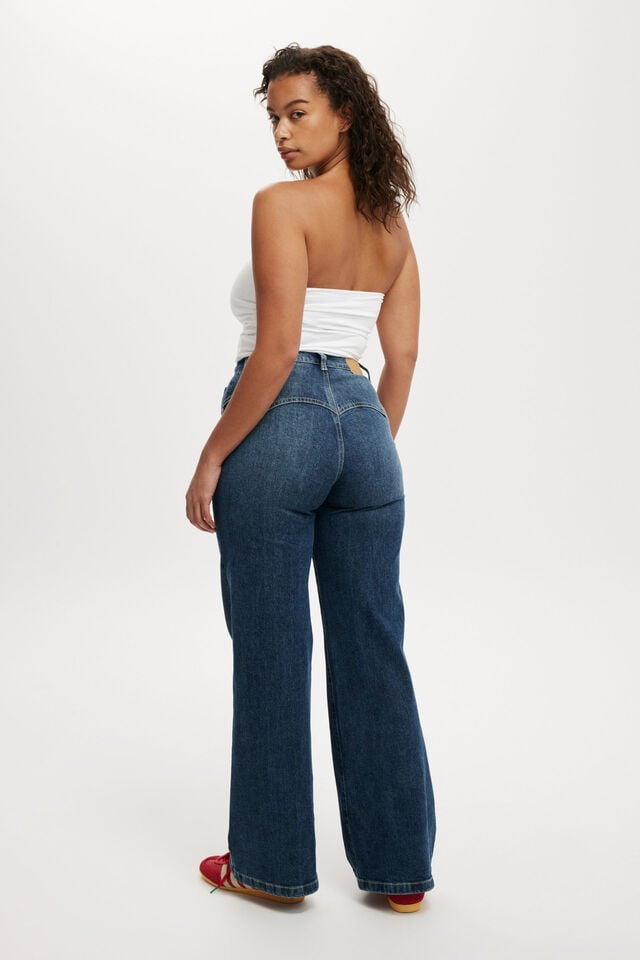 Cotton On Curvy Stretch Wide Jean Deepwater Blue/western