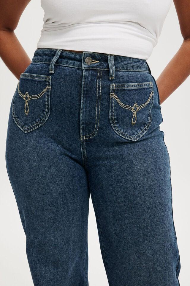 Cotton On Curvy Stretch Wide Jean Deepwater Blue/western