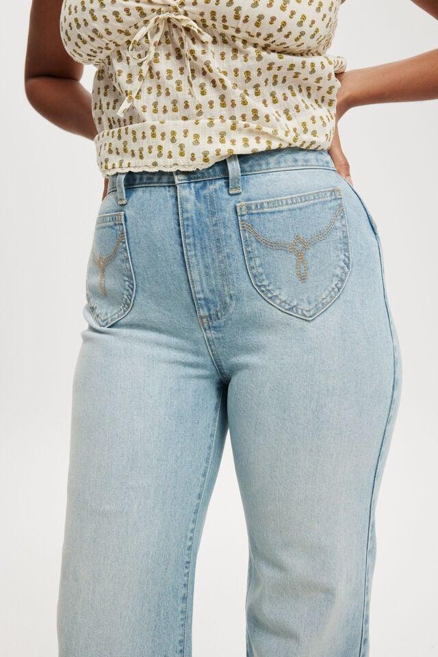 Cotton On Curvy Stretch Wide Jean Sunfaded Blue/western