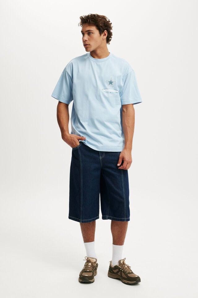 Cotton On Dallas Cowboys Box Fit NFL T-Shirt Lcn Dal Pearl Blue / Dallas Cowboys Tonal Sta