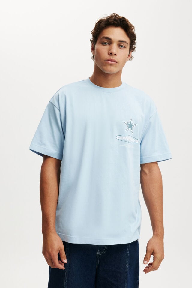 cotton on Dallas Cowboys Box Fit NFL T-Shirt lcn dal pearl blue / dallas cowboys tonal sta