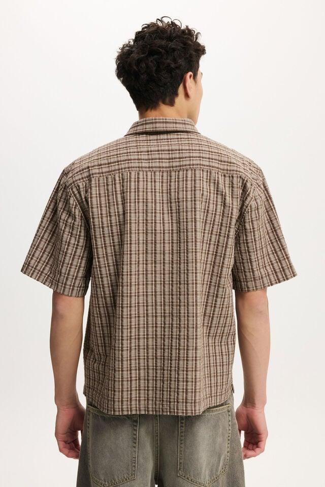 Cotton On Darcy Short Sleeve Shirt Chocolate Micro Check