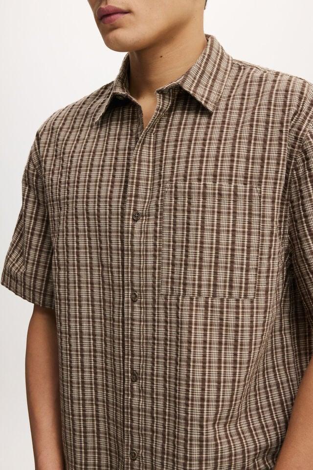 Cotton On Darcy Short Sleeve Shirt Chocolate Micro Check
