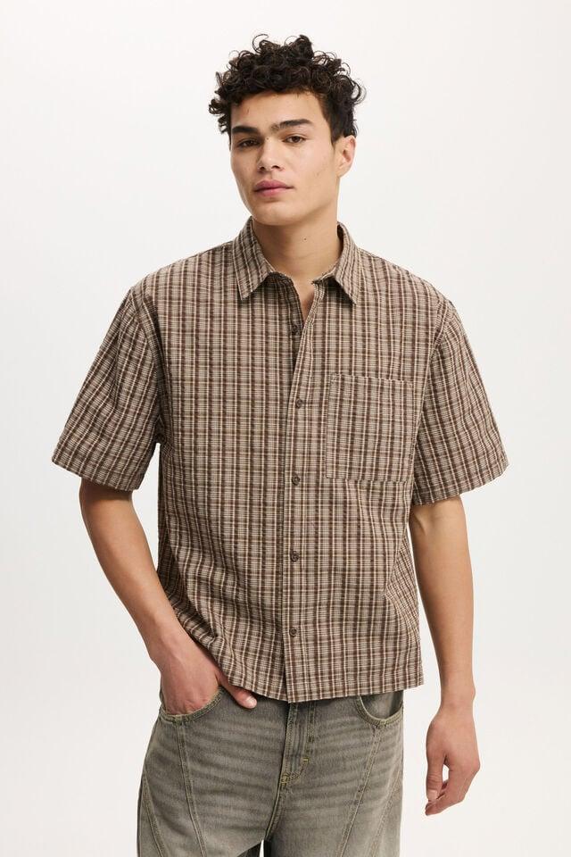 cotton on Darcy Short Sleeve Shirt chocolate micro check