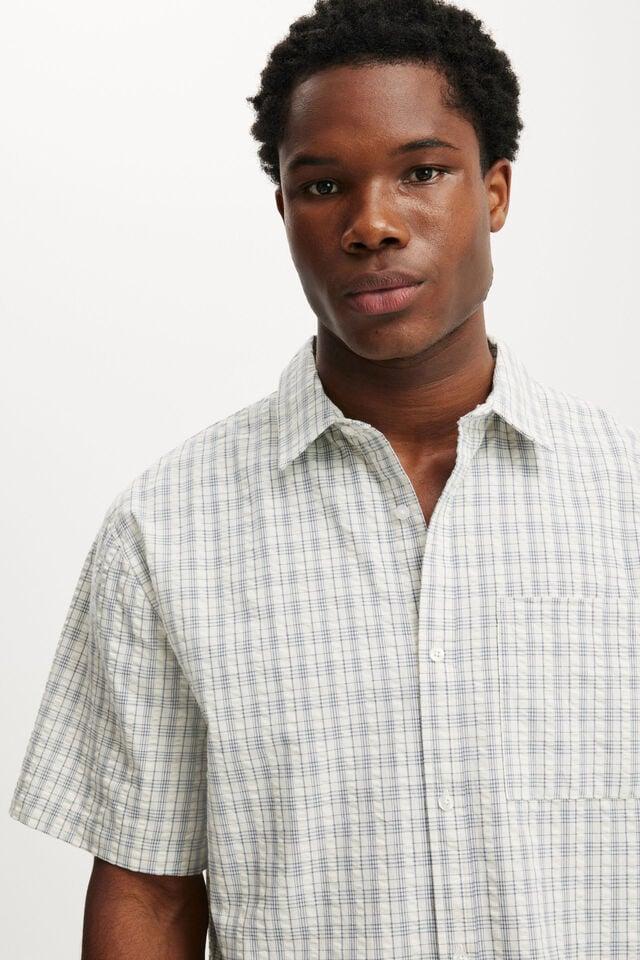 Cotton On Darcy Short Sleeve Shirt Off White Micro Check