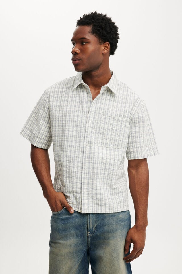 cotton on Darcy Short Sleeve Shirt off white micro check