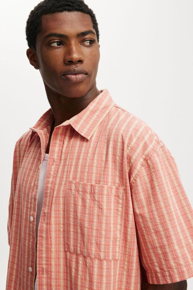 Cotton On Darcy Short Sleeve Shirt Orange Grid Check