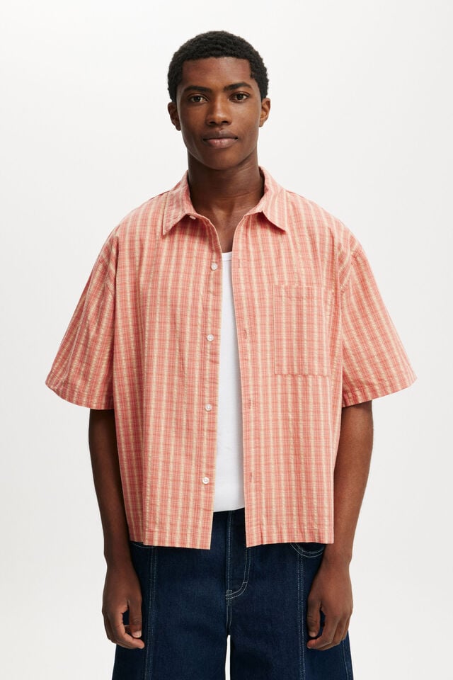 cotton on Darcy Short Sleeve Shirt orange grid check