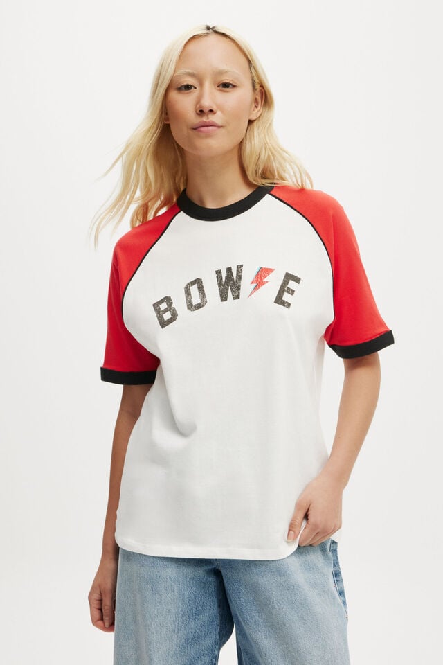cotton on David Bowie Regular Graphic Tee lcn per david bowie lightning/summer red/vwhi