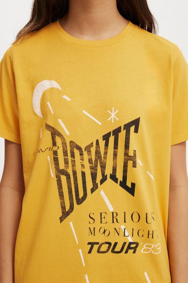 Cotton On David Bowie Slim Fit Graphic Tee Lcn Per David Bowie Moonlight Tour/sunflower