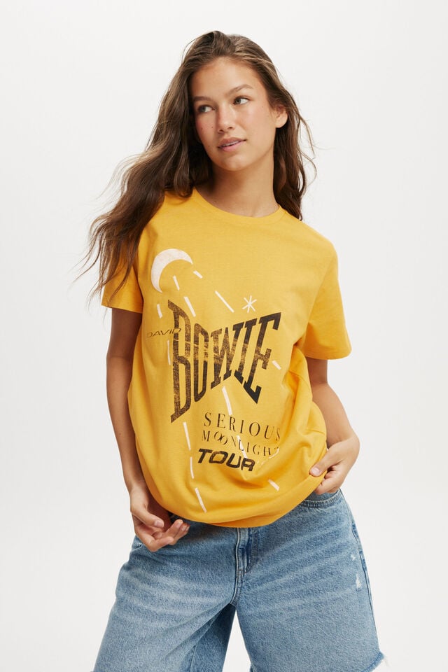 cotton on David Bowie Slim Fit Graphic Tee lcn per david bowie moonlight tour/sunflower
