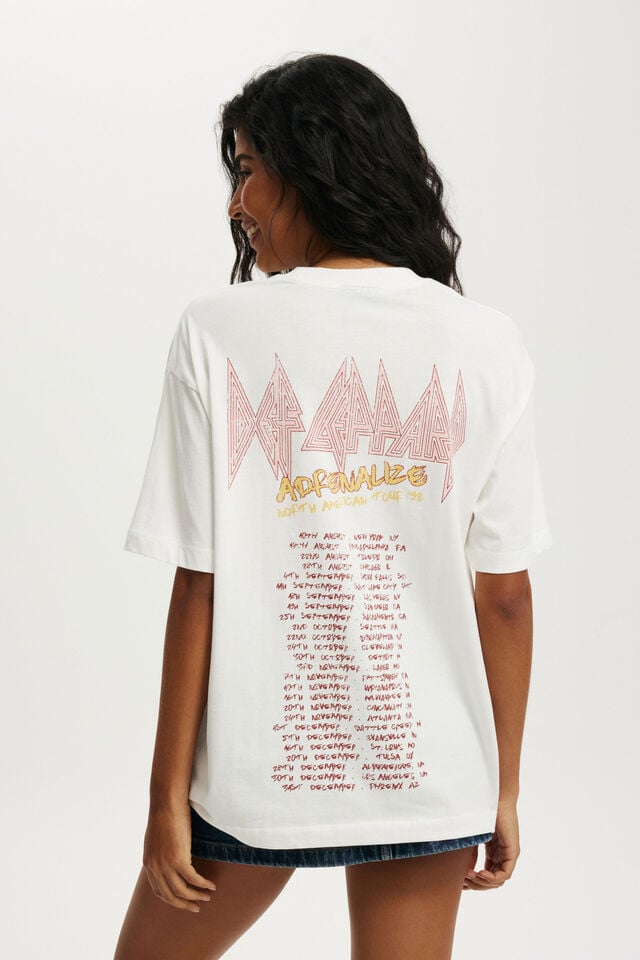 Cotton On Def Leppard Boxy Graphic Tee Lcn Br Def Leppard Adrenalize/ Marshmallow