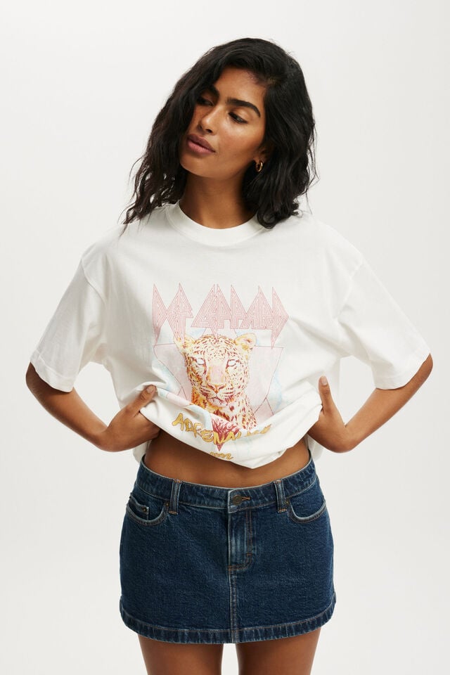 cotton on Def Leppard Boxy Graphic Tee lcn br def leppard adrenalize/ marshmallow