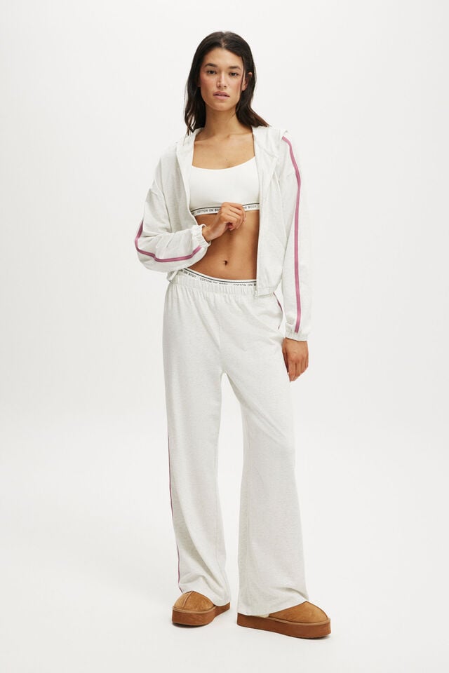 Cotton On Departure Lounge Crop Hoodie Light Grey Marle/ Heather Rose