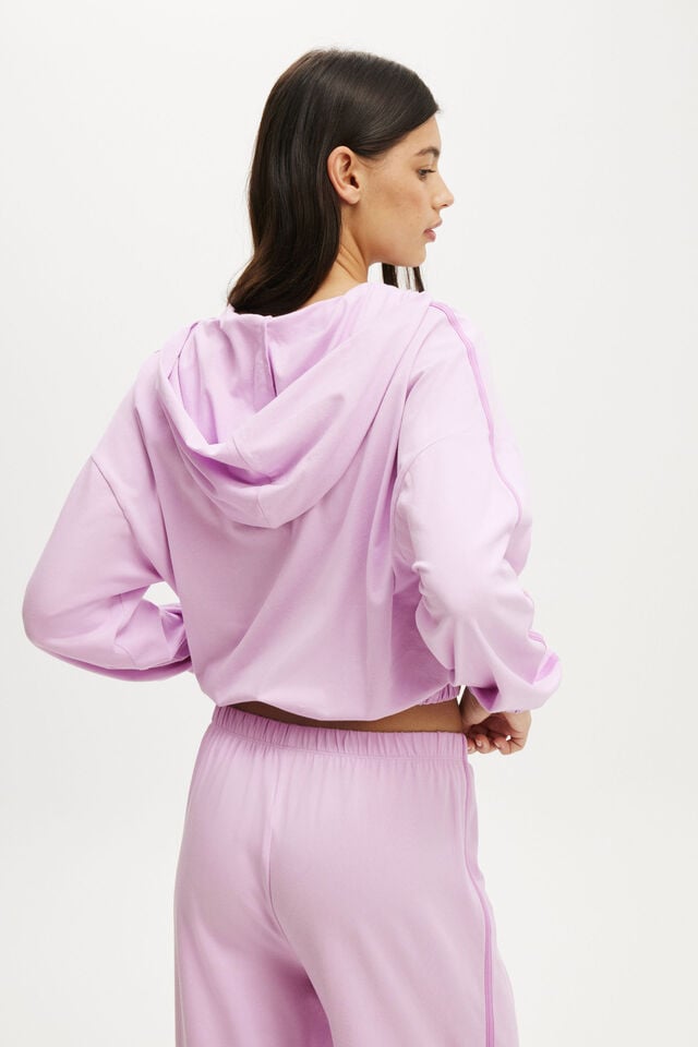 Cotton On Departure Lounge Crop Hoodie Orchid Touch/ Violette Tulle