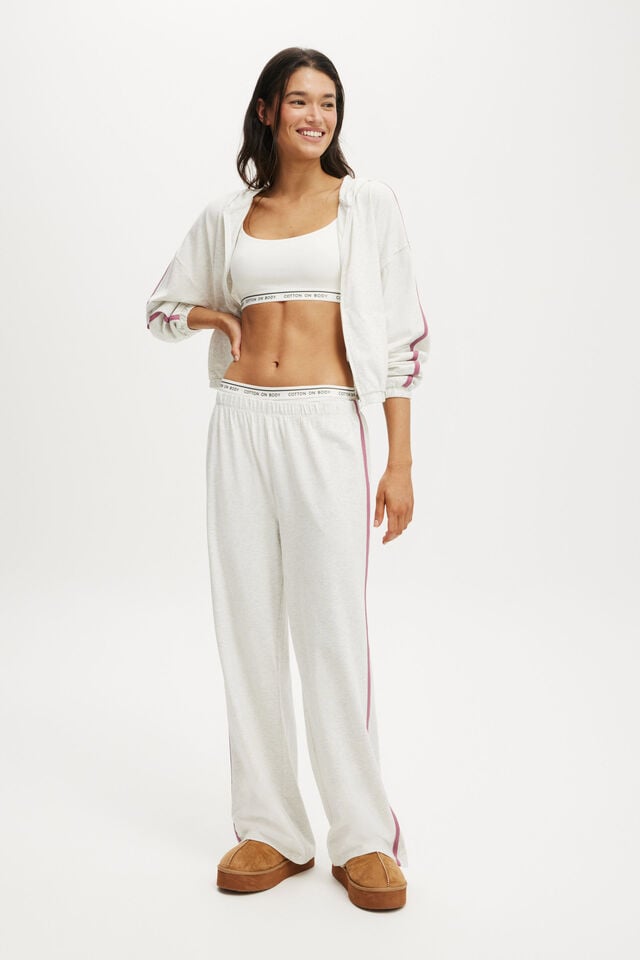 cotton on Departure Lounge Wide Leg Pant light grey marle/ heather rose