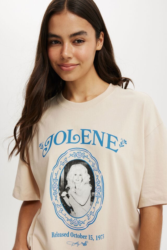 Cotton On Dolly Parton Boxy Graphic Tee Lcn Dol Dolly Vintage Frame/stone