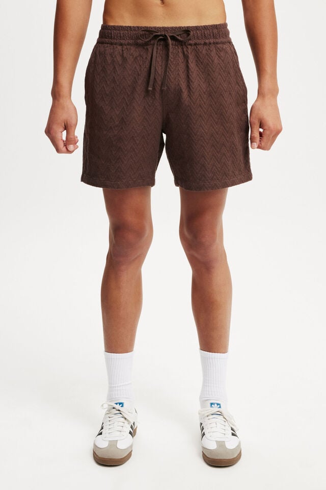 Cotton On Elevated Easy Short Chocolate Zig Zag Knit