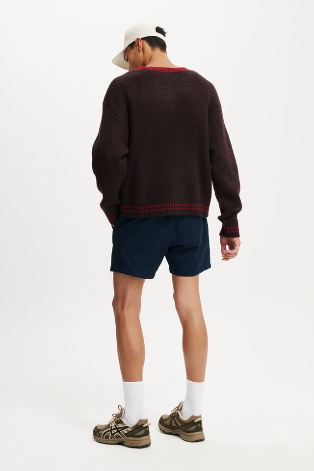 Cotton On Elevated Easy Short True Navy Diamond Grid Knit