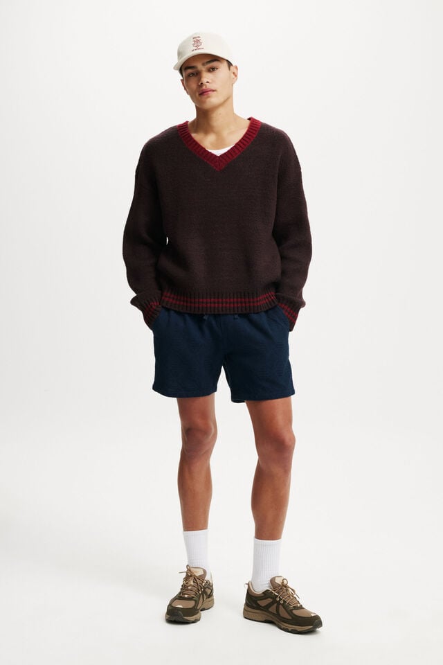 cotton on Elevated Easy Short true navy diamond grid knit
