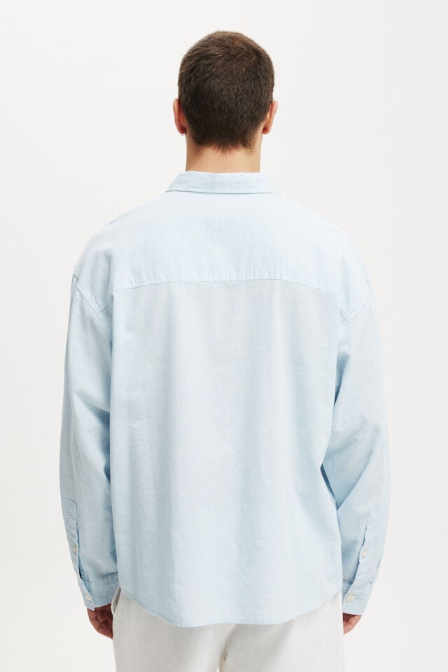 Cotton On Eli Long Sleeve Shirt Textured Summer Blue