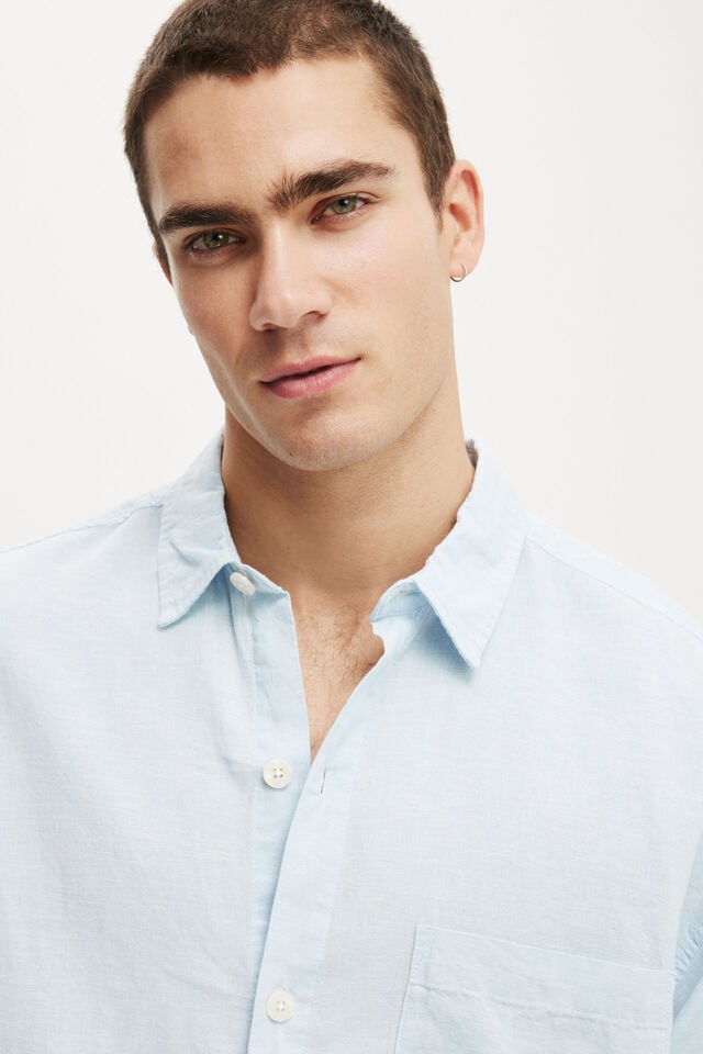 Cotton On Eli Long Sleeve Shirt Textured Summer Blue