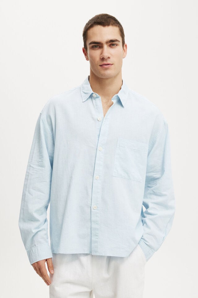 cotton on Eli Long Sleeve Shirt textured summer blue