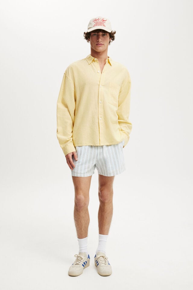 Cotton On Eli Long Sleeve Shirt Textured Summer Yellow