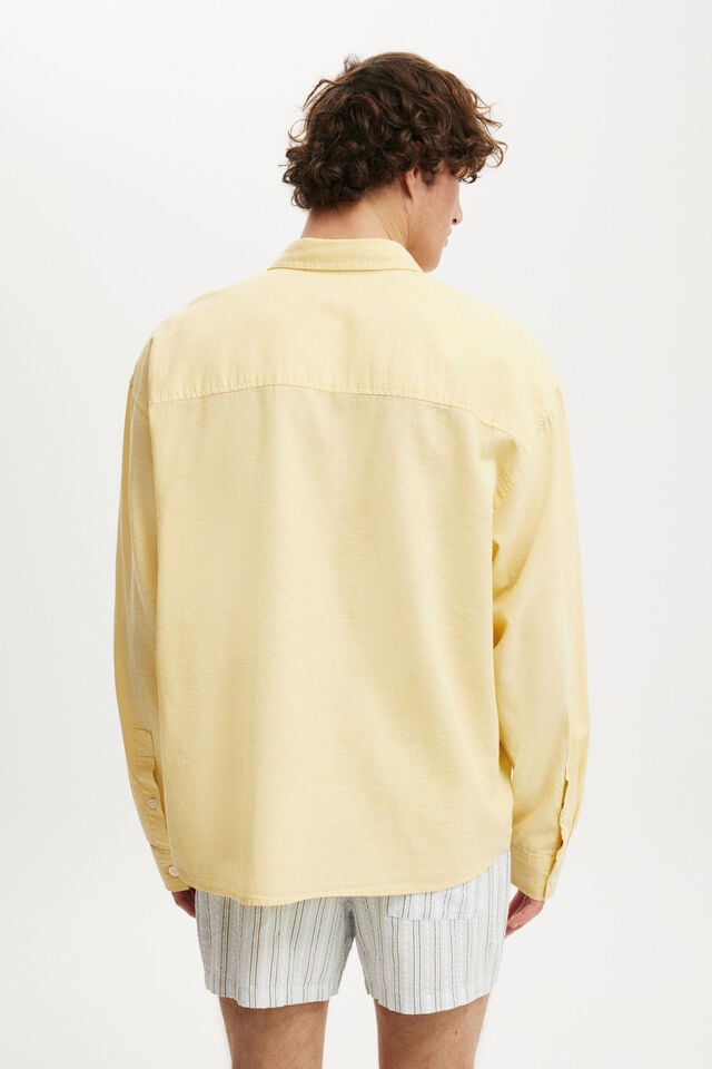 Cotton On Eli Long Sleeve Shirt Textured Summer Yellow