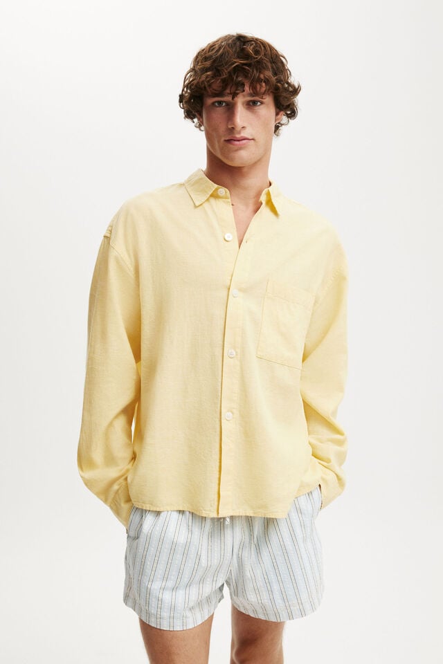 cotton on Eli Long Sleeve Shirt textured summer yellow