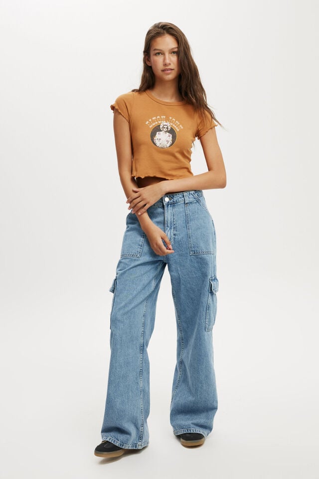 Cotton On Elton John Micro Lettuce Graphic Tee Lcn Bra Elton John/ Sedona Sand