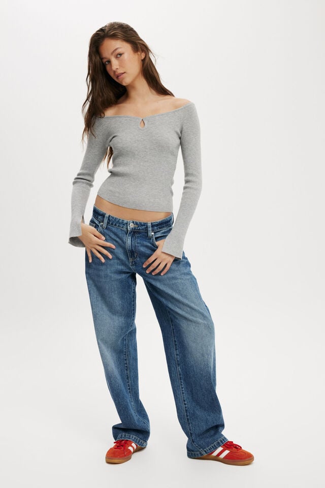 Cotton On Everfine Be My Sweetheart Keyhole Pullover Grey Marle