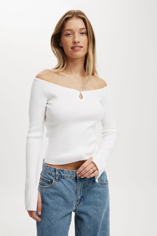 cotton on Everfine Be My Sweetheart Keyhole Pullover white
