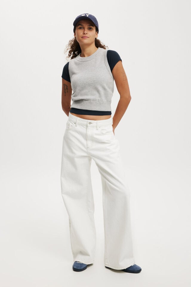 Cotton On Everfine Crew Neck Vest Grey Shadow Marle