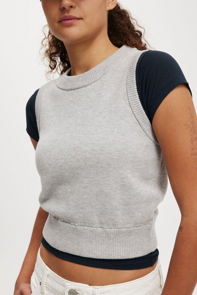 Cotton On Everfine Crew Neck Vest Grey Shadow Marle