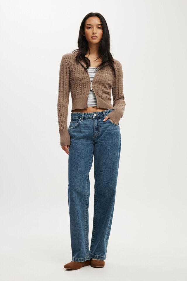 Cotton On Everfine Double Zip Up Hoodie Acorn Marle