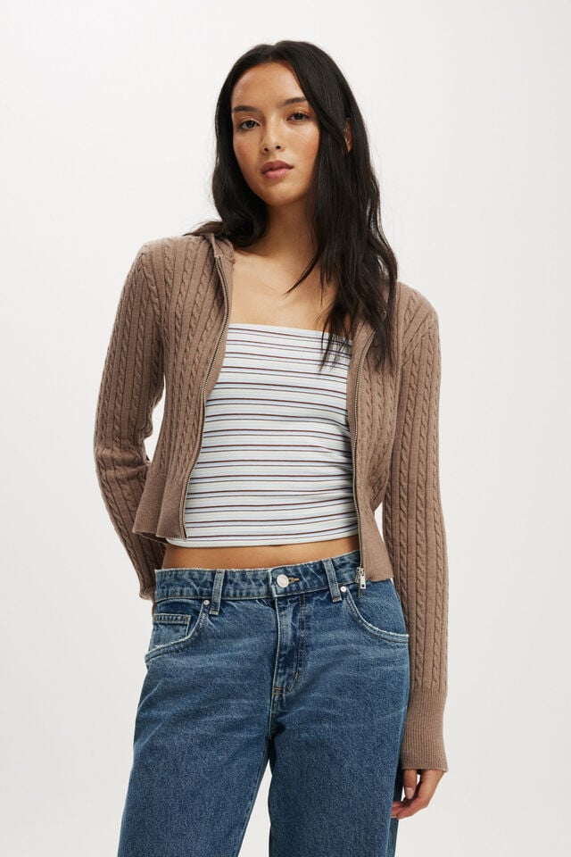 cotton on Everfine Double Zip Up Hoodie acorn marle