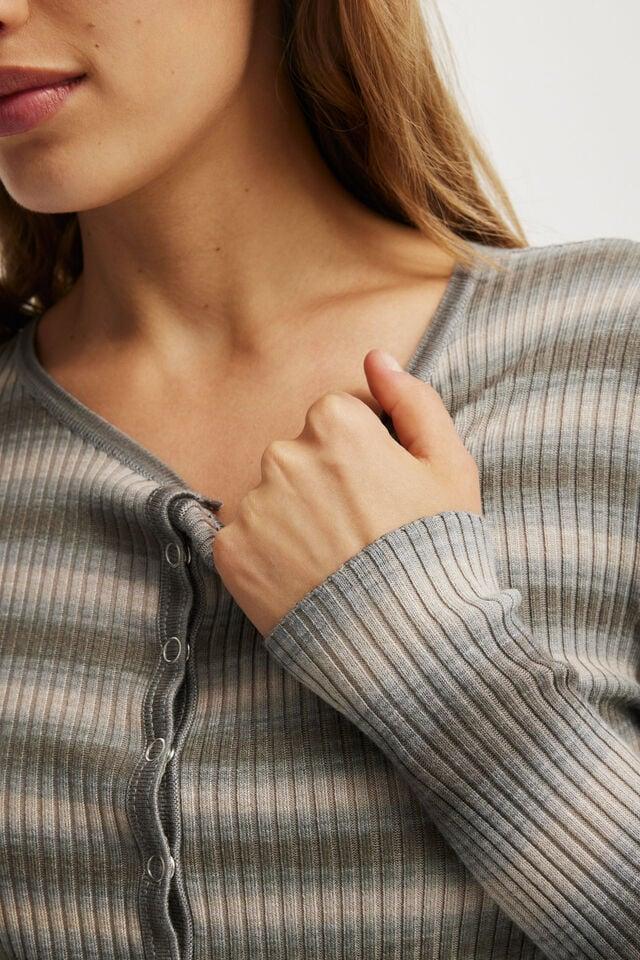 Cotton On Everfine Rib Knit Cardigan Grey Space Dye