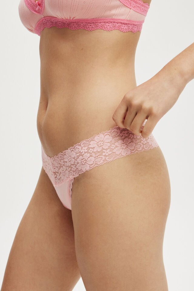 Cotton On Everyday Lace Comfy G String Pink Blossom